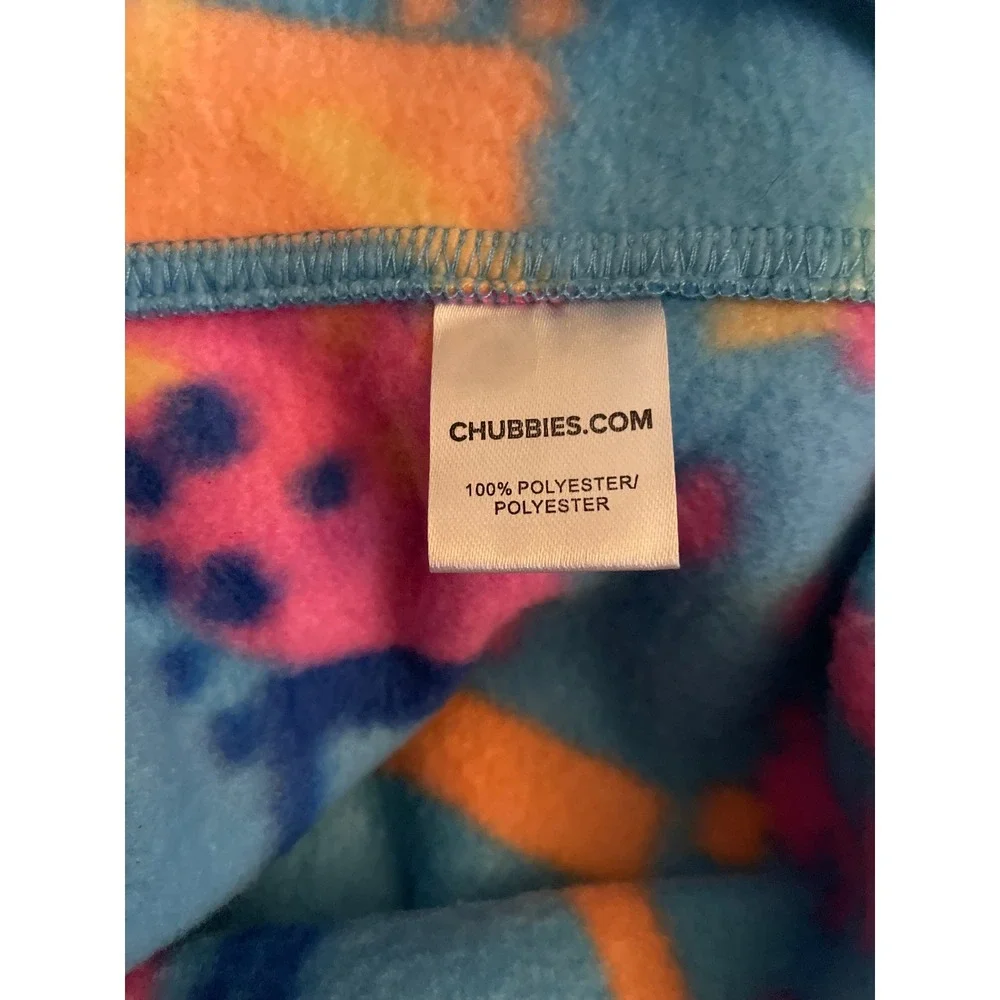 Chubbies Mens Large Quarter Zip Fleece Pullover Retro Abstract Geometric Blue